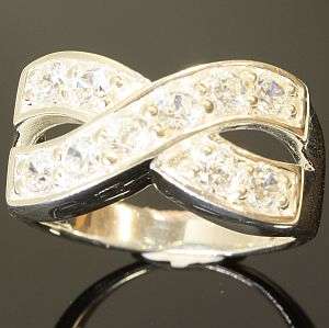 925 sterling silver ring with lab diamonds: size 7.5