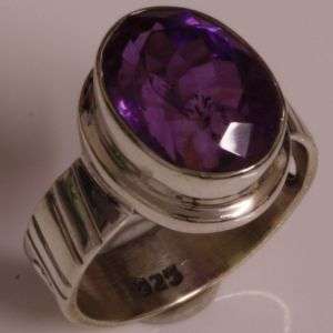 925 Sterling silver ring with natural Amethyst ring size 7.5