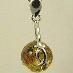 Original KAM jewelry: 925 Sterling Silver pendant with natural Amber