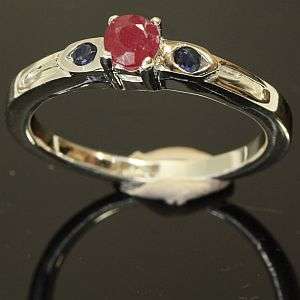 925 Sterling silver ring, with natural sapphires & rubies: size: 7