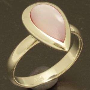 Solid 925 Sterling silver with natural Mother Of Pearl ring, size 6