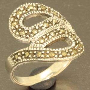 Solid 925 Sterling silver ring with natrual pyrite, size 6.5