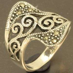 Solid 925 Sterling silver ring with natrual pyrite, size 8.5