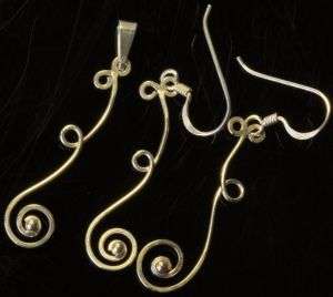 Solid 925 Sterling silver Pendant and earring set