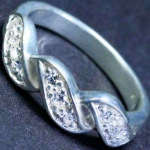 Solid 925 Sterling Silver & CZ Ring size 6# + 3.58g