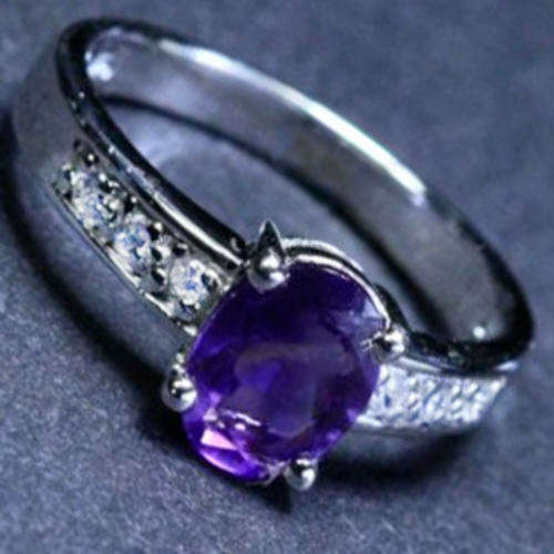 Solid 925 Sterling Silver & Amethyst + Topaz ring size 7# + 2.48g