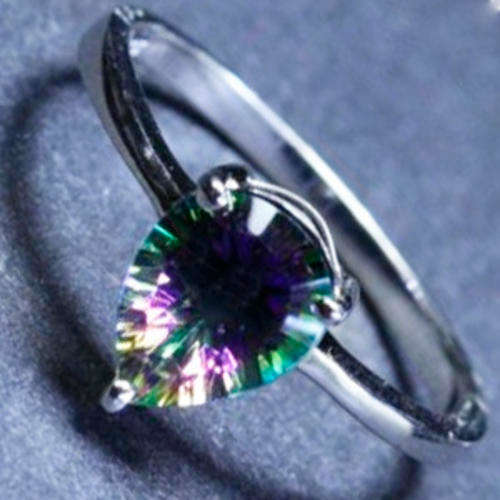 Solid 925 Sterling Silver + Mystic Topaz ring size 8# + 2.20g