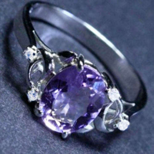 Solid 925 Sterling Silver & Amethyst + Topaz ring size 8# + 2.30g