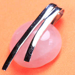 Solid 925 Sterling Silver & Rose Quartz pendant 26mm + 3.72g