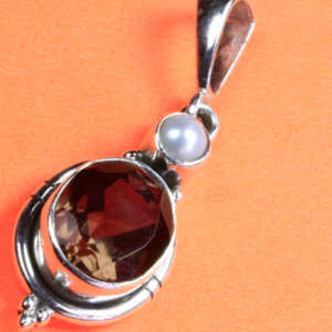 Solid 925 Sterling Silver & S/ Quartz + Pearl pendant 37mm + 3.64g