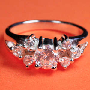 Solid 925 Sterling Silver & CZ ring size 8# + 4.97g
