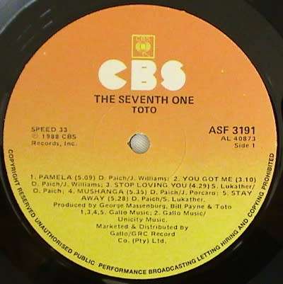 TOTO - Toto (1978) and The Seventh One (1988) 2 vinyl lps