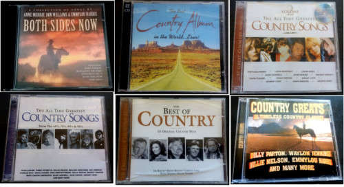 Country music - collection of 6 CD albums with various artists - 2 have double Cds - 152 songs