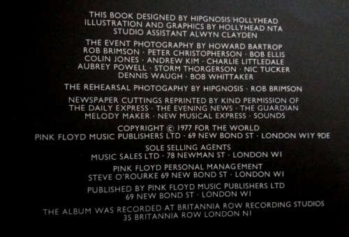 Pink Floyd Animals book with lyrics, chords, sheet music and photos - 1977 Very rare edition