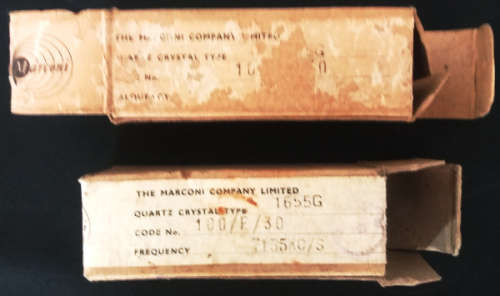 Vintage 1940`s Marconi QO.1655G frequency 7155 KC/S code no. 100/F/30 valves/ tubes x 2 qty