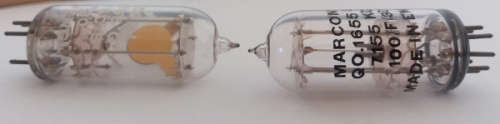 Vintage 1940`s Marconi QO.1655G frequency 7155 KC/S code no. 100/F/30 valves/ tubes x 2 qty