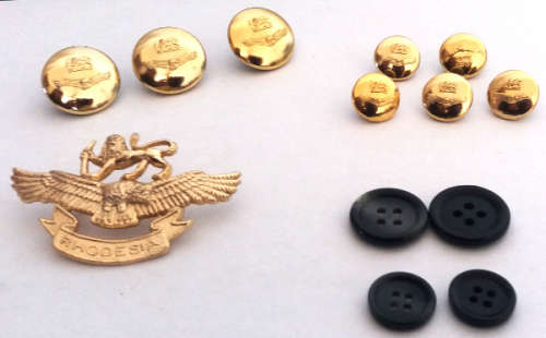 Rhodesian Air Force Cap Badge and Uniform buttons package