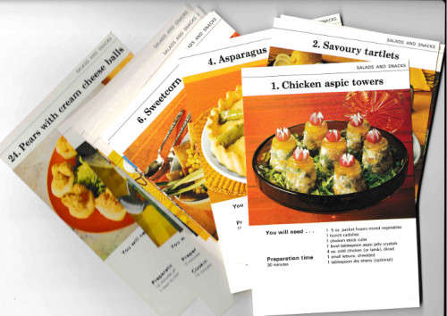 Vintage collection of Cooking books and Hamlyn Quick and Easy Salads and Snacks Card set  - Job lot