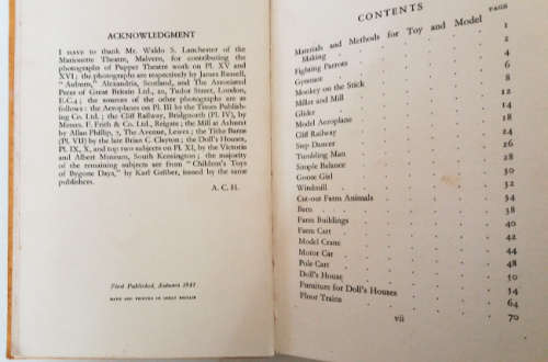 I made it myself by A.C. Horth 1st ed. - a practical book of working toys, models and other objects