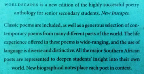 Worldscapes - A collection of verse compiled by Robin Malan - Oxford University Press