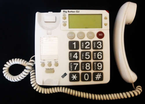 Big Button CLI Telkom Landline Corded telephone with RJ11 to RJ11 10m telephone extension line.