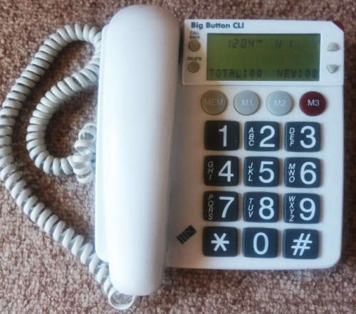 Big Button CLI Telkom Landline Corded telephone with RJ11 to RJ11 10m telephone extension line.