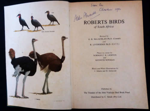 Roberts Birds of South Africa -4th edition, 3rd impression 1980