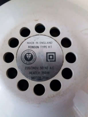 Ronson H1 Rapide hair dryer - made in England - Circa 70`s - supplied in original box