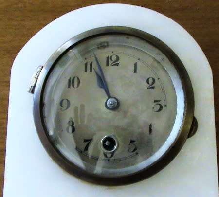 Mantel marble clock made in Germany (For restoration) circa 1945