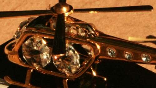 SWAROVSKI Spectra crystal studded 24K gold plated lacquered Helicopter ornament