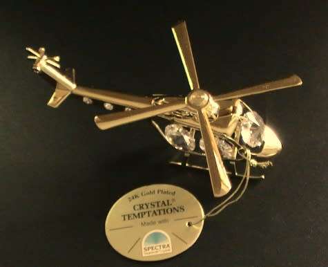 SWAROVSKI Spectra crystal studded 24K gold plated lacquered Helicopter ornament