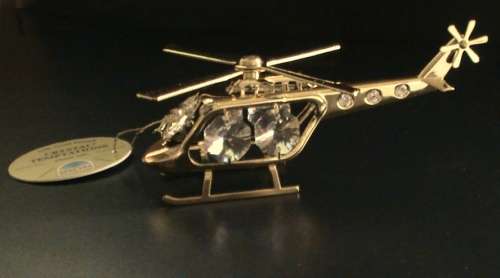 SWAROVSKI Spectra crystal studded 24K gold plated lacquered Helicopter ornament