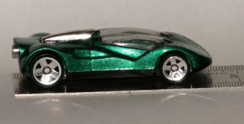 1999 1/64 McDonalds Hot Wheels Metallic Green Die Cast Double Cross Car