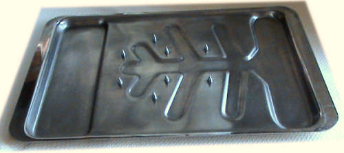 Meat carving tray - stainless steel rectangular with eight spikes