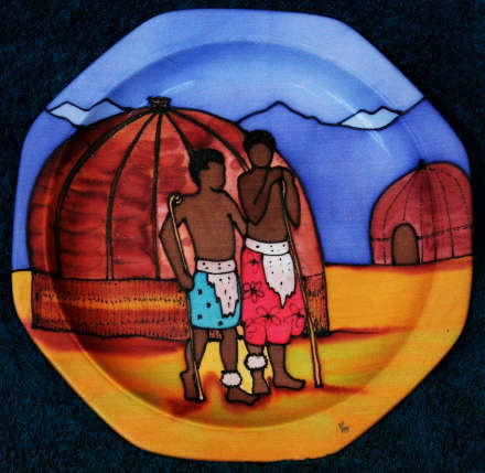 Silk Art Swaziland plate by Viv Verdelli - vintage