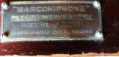 Marconi Phone Series Rejector INST No S/P 1029 - Year: 1924/1925 - extremely rare and hard to find