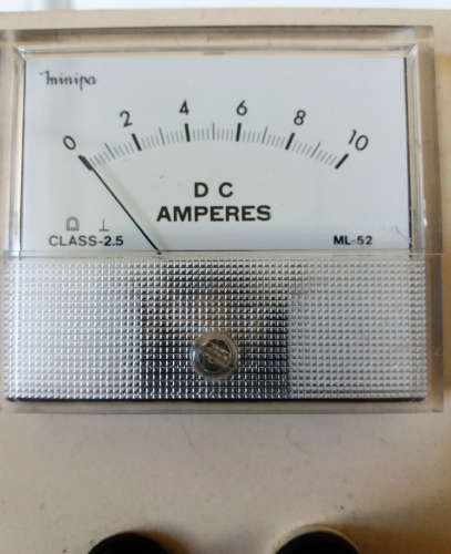 Panel with analogue DC Amperes 0-10A Current meter & DC 0-25V meter - needs to be rewired & mounted