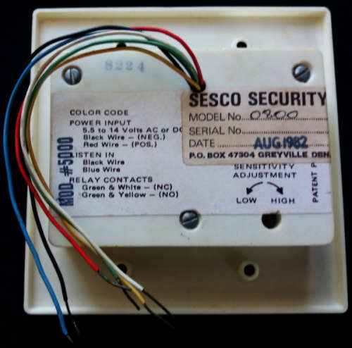 Vintage Glass Break Detector 5.5 to 14 volts AC or DC - NOS