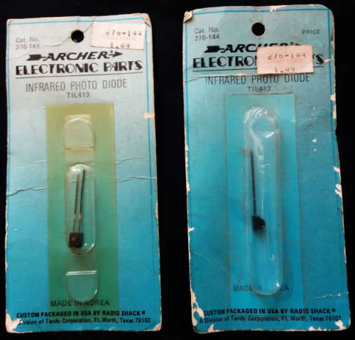 Radio Shack Archer infrared photo diode TL413 x 2 - vintage unused parts