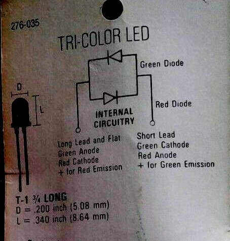 Radio Shack Archer #276-035 Tri-Color LED Red, Green, Yellow