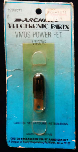 Radio Shack Archer #276-2071 VMOS POWER FET VN67AF - Case: TO-202AA - New old discontinued stock