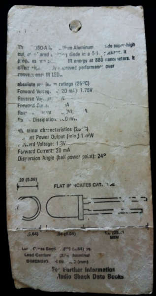Radio Shack Archer High-Output Infrared LED XC-880-A (vintage new part in old packaging)