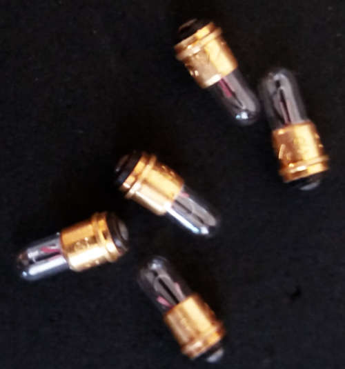 Midget flange pilot indicator light bulbs - clear 12v 3.4 mm diameter - 5 pack - retro/vintage stock