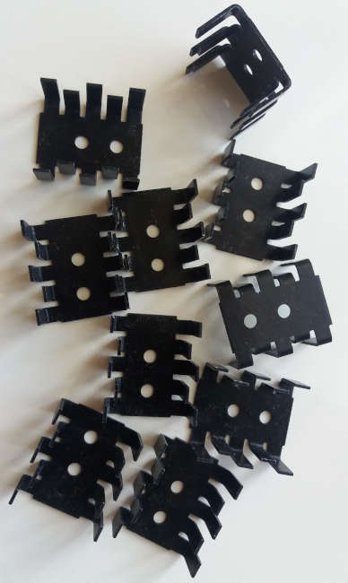 Heatsinks black-anodised aluminium  x 10 quantity -  screw,  30 mm x 25 mm x 12.8 mm