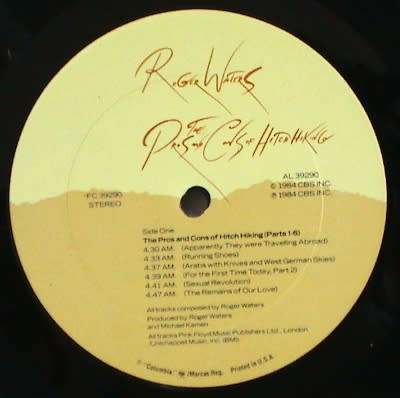 Roger Waters - The Pros and Cons of Hitch Hiking with lyrics sheet (1984 Columbia Record)