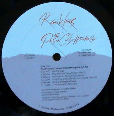 Roger Waters - The Pros and Cons of Hitch Hiking with lyrics sheet (1984 Columbia Record)