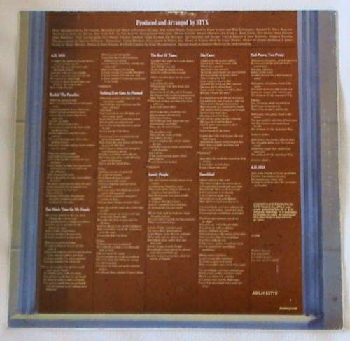 Styx 2 - Paradise Theatre Gala Premiere (Laser etched vinyl, lyrics) and Kilroy Was Here