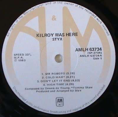 Styx 2 - Paradise Theatre Gala Premiere (Laser etched vinyl, lyrics) and Kilroy Was Here
