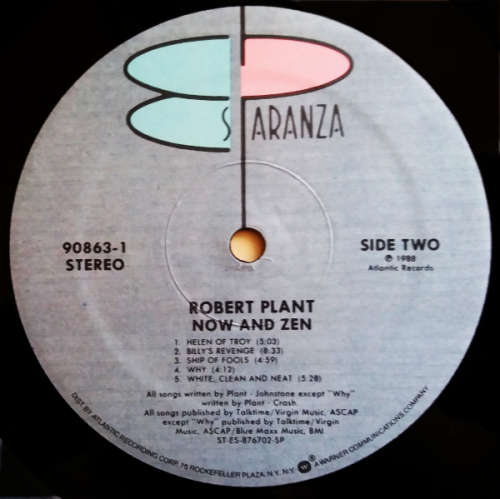 Robert Plant NOW AND ZEN LP/Vinyl