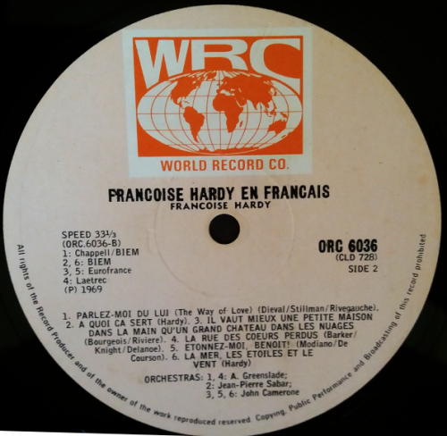 Francoise Hardy- En Francais lp/vinyl gate-fold cover 1969 (NM-/G+)